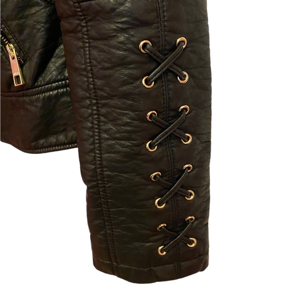 Guess Leather Jacket with Pink Fur Collar - Picture 3 of 10